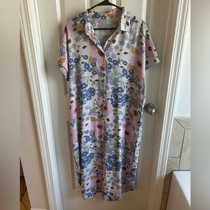 Floral Button-Front Maxi Dress in Soft Pastels